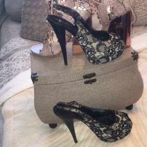 Giuseppe Zanotti black lace platform stilettos